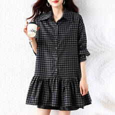 批发<b class='q'>长袖</b><b class='q'>衬衫女</b>2026春季新款韩版宽松中长款超好看上衣格子休闲衬衣潮