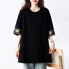 批发复古刺绣短袖<b class='q'>T</b><b class='q'>恤</b>女2026年新款中长款上衣春夏季大码新中式女装