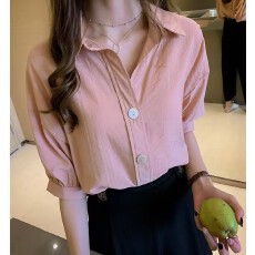 批发夏季时尚气质女设计感小众上衣宽松灯笼袖衬衣<b class='q'>打底衫</b>潮