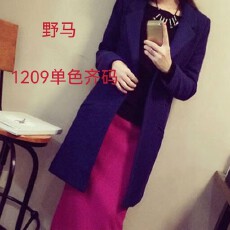 批发韩版<b class='q'>显瘦</b>羊毛中长款西装大衣呢子外套