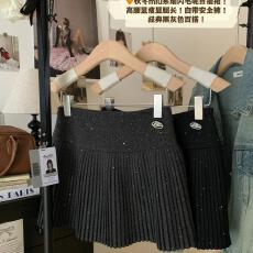 批发学院风毛呢百褶<b class='q'>半身裙</b>女2025新款秋冬亮闪闪高腰显瘦a字风琴短裙