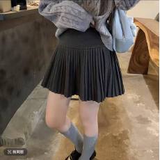 批发毛呢防走光安全裤+拉链高腰小百褶裙半身裙高腰显瘦新款<b class='q'>短裙</b>