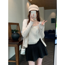 批发高腰毛呢加厚半身裙细百褶裙女2025冬季新款显瘦A字裙高个子<b class='q'>短裙</b>