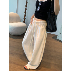 批发<b class='q'>白</b>色亚麻<b class='q'>裤子</b>女2026夏季薄款棉麻苎麻休闲阔腿新款镰刀弯刀长<b class='q'>裤子</b>