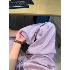 批发<b class='q'>胖</b>mm<b class='q'>大码</b>亚麻阔腿裤女夏季薄款粉紫色速干裤显瘦直筒休闲棉麻裤子