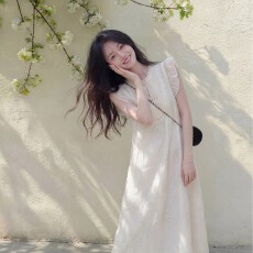 批发高级感新中式重工提花刺绣连衣裙女夏季白色温柔风小飞袖减龄长裙