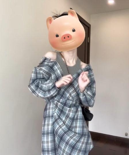 불규칙 페이크 레이어드 격자 무늬 셔츠 여성 드레스