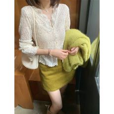 批发芝士Cheese◆白茶心事秋季新款轻奢高级感打底蕾丝开衫<b class='q'>女长袖</b>上衣