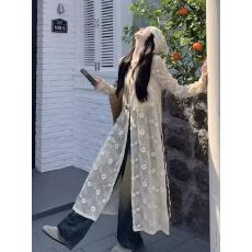 批发波西米亚中长款镂空蕾丝防晒<b class='q'>罩衫</b>女夏民族风外搭薄纱披肩针织开衫