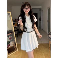 批发学院风短裙polo白色<b class='q'>连衣裙</b>子女装夏季2026新款高级感小个子巨好看