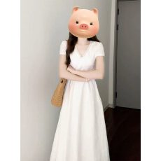 批发2026新款白色初恋<b class='q'>连衣裙</b>子女夏今年流行爆款掐腰蕾丝镂空法式长裙