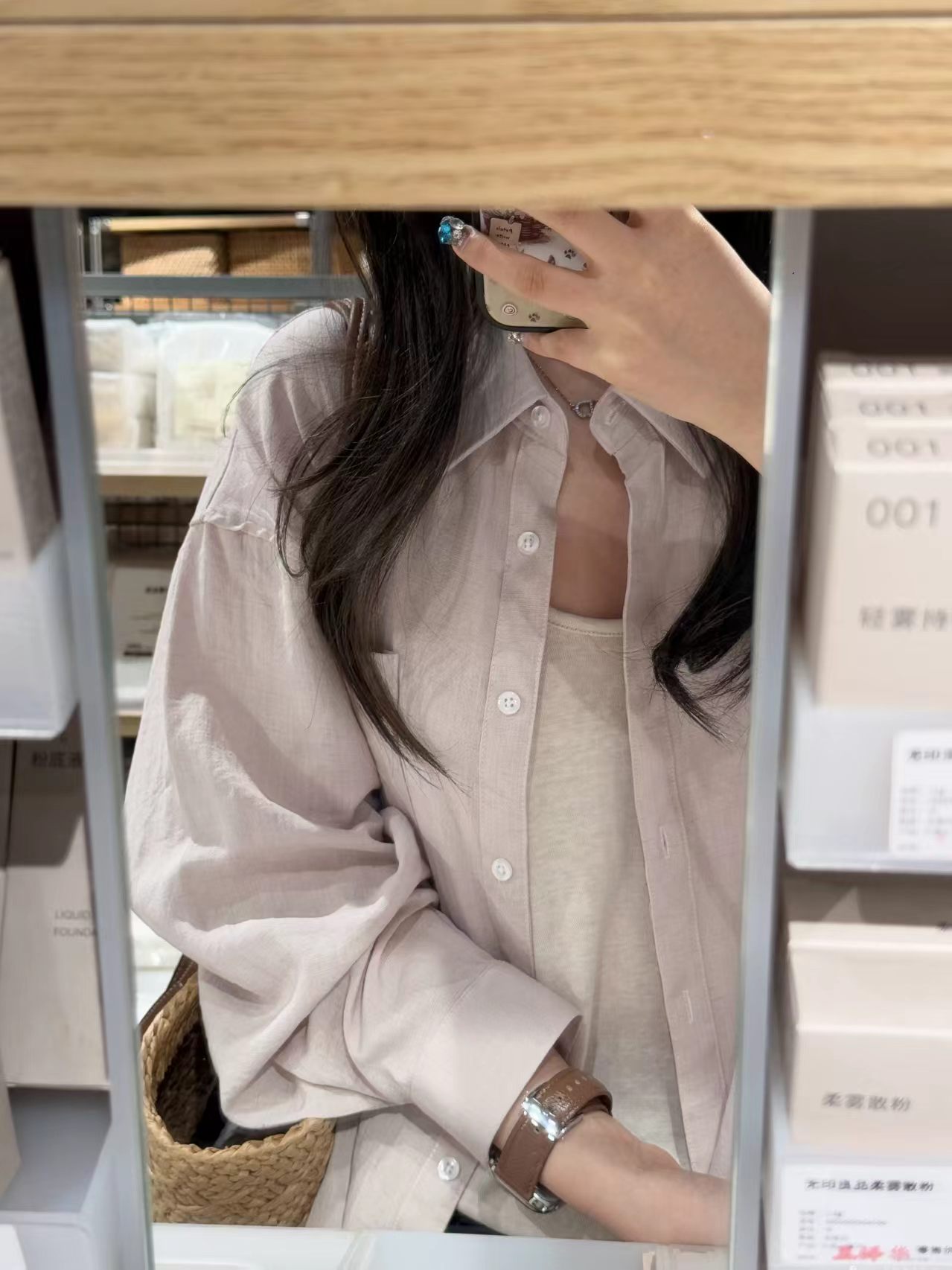 missmarm 안개 핑크색 아마 자외선 차단 여성 셔츠 여름 얇은 스타일 느긋한 루즈핏 캐주얼 긴팔 셔츠 재킷