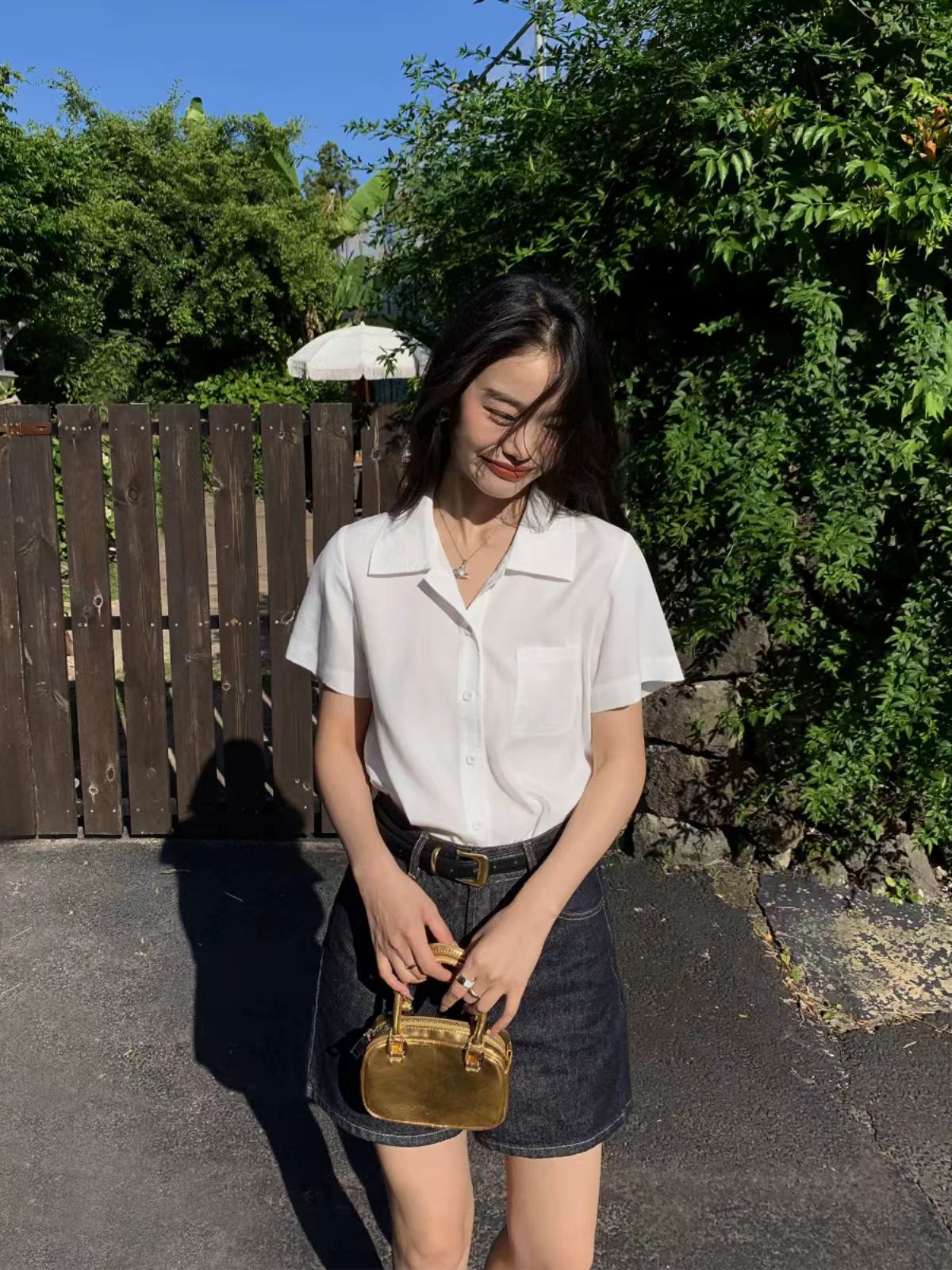 pusumede 프랑스식 반팔 여성 셔츠 여름 품격 다용도 캐주얼 루즈핏 슬림해 보이는 셔츠 만나는 맨위