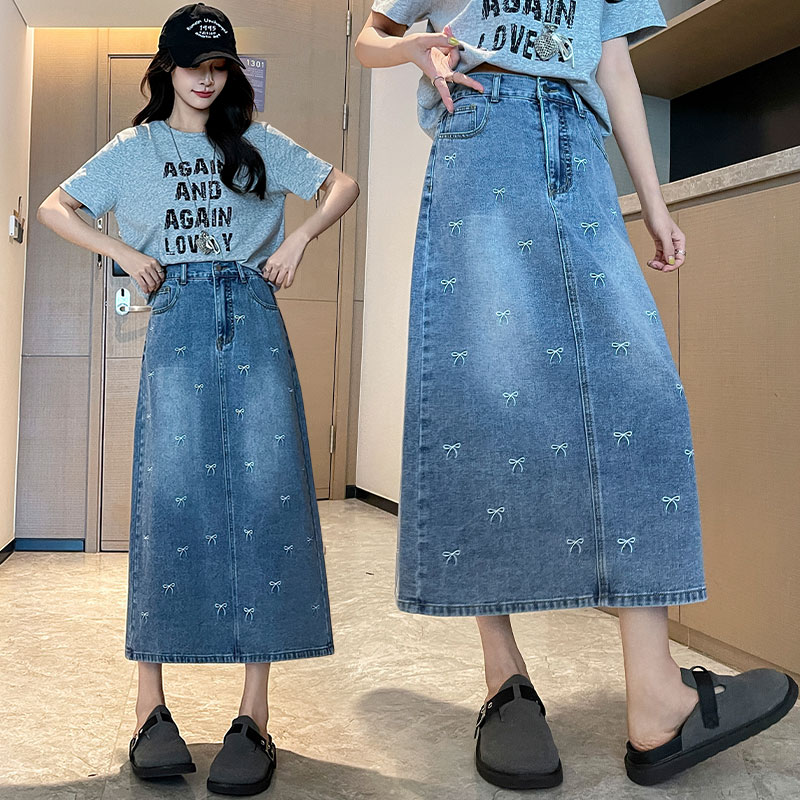 实拍 牛仔裙直筒半身裙休闲宽松遮肉显瘦百搭韩版大码女装230斤