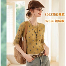 批发加绒款：（银狐<b class='q'>婴儿</b>绒） 时尚印花面料<b class='q'>长袖</b><b class='q'>T</b><b class='q'>恤</b>