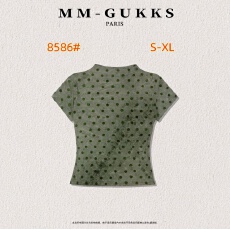 批发明明GUKKS/夏季<b class='q'>新款</b>波点收腰显瘦短袖T恤女百搭<b class='q'>打底衫</b>T