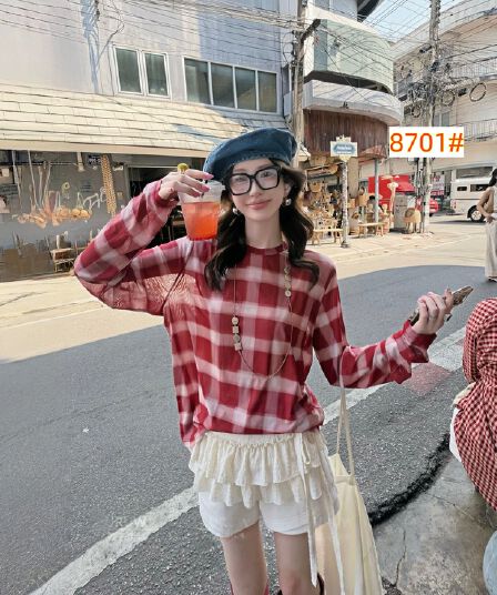캐주얼 레트로 다용도 체크무늬 긴팔 맨위 패션 출퇴근 맨위