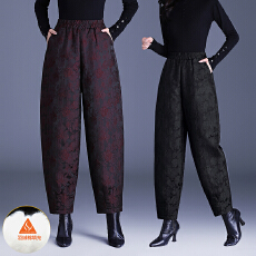 批发立体浮雕提花<b class='q'>哈伦</b>裤女2025冬季夹棉保暖大码灯笼裤时尚休闲裤靴裤