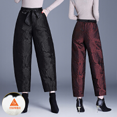 批发高档浮雕提花<b class='q'>哈伦</b>裤女冬季夹棉保暖大码灯笼裤时尚休闲裤靴裤子