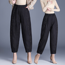 批发提花<b class='q'>哈伦</b>裤2025冬季夹棉加厚保暖时尚羽绒棉裤灯笼裤休闲裤靴裤女