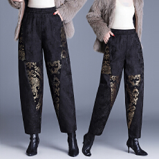 批发提花<b class='q'>哈伦</b>裤女2025冬季夹棉加厚保暖羽绒棉裤雪尼尔休闲裤靴裤女