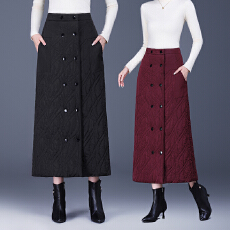 批发羽绒棉半身裙女2025<b class='q'>冬</b>季韩版夹棉保暖中长款一片式显瘦提花包臀裙