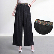 批发2026春夏新中式国风绣花高腰阔腿裤女显瘦民族风刺绣百搭<b class='q'>九分裤</b>