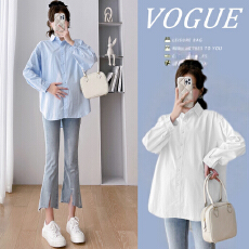 批发实拍  2025春季新款孕妇装春款时尚纯棉衬衫宽松休闲大码上衣