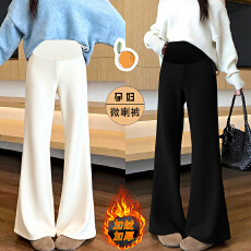 批发孕妇加绒加厚裤子秋冬季微喇叭裤休闲百搭长裤小个子孕妇喇叭长裤