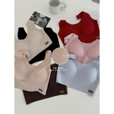 批发25ss新款0638猫猫绒轻暖Bra无痕舒适<b class='q'>聚拢</b>收副乳背心式无钢圈文胸