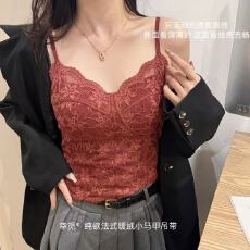 批发幸觅暖绒法式鱼骨蕾丝小吊带内衣女士背心上衣式外穿<b class='q'>文胸</b>跨境大码