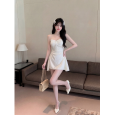 批发实拍实价 夏季新款立体<b class='q'>提花</b>肌理蝴蝶结修身蕾丝抹胸<b class='q'>连衣裙</b>已出货