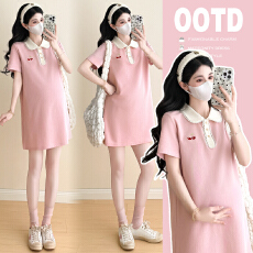 批发实拍2025孕妇装夏季新款短袖t恤针织中长款宽松孕妇连衣裙