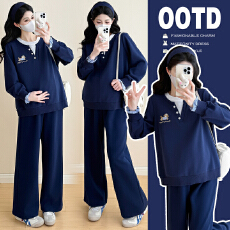 批发实拍有货2025秋冬新品孕妇慵懒风长袖卫衣+长裤休闲孕妇两件套装