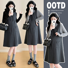 批发实拍2025秋冬新款孕妇毛呢背心裙+打底衫孕妇连衣裙两件套装6276