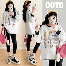 批发实拍2025秋冬新款孕妇长袖外穿卫衣中长款连衣裙打底大码孕妇上衣