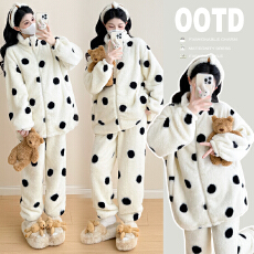 批发实拍2025冬季可爱家居服加厚可外穿新款秋冬波点孕妇套装