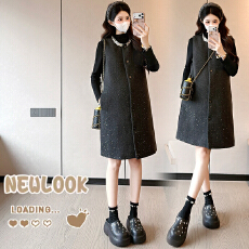 批发实拍2026新品春季小香风亮片背心连衣裙圆领内搭孕妇两件套6313