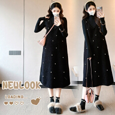 批发实拍2026新品冬季韩版宽松气质显瘦加厚毛呢孕妇背心裙套装6315