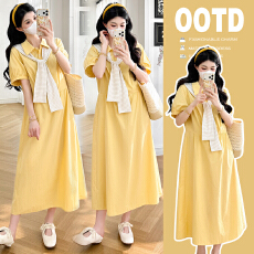 批发有货实拍2026<b class='q'>夏</b>季新品孕妇衬衫短袖清爽简约休闲孕妇连衣裙套装