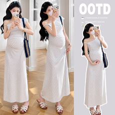 批发有货 实拍~2026孕妇装<b class='q'>夏</b>装新款短袖条纹简约长裙孕妇短袖连衣裙