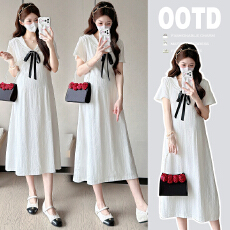 批发有货 实拍2026新款夏季<b class='q'>孕妇</b><b class='q'>气质</b>简约长裙蝴蝶结<b class='q'>孕妇</b><b class='q'>短袖</b>连衣裙