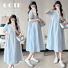 批发有货 实拍2026夏季新品<b class='q'>孕妇</b><b class='q'>甜美</b>蝴蝶结刺绣宽松棉<b class='q'>孕妇</b><b class='q'>短袖</b>连衣裙