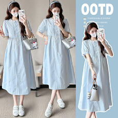 批发有货 实拍2026夏季新品<b class='q'>孕妇</b><b class='q'>简约</b>蝴蝶结刺绣休闲棉<b class='q'>孕妇</b><b class='q'>短袖</b>连衣裙