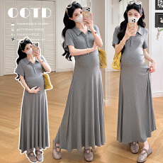 批发有货 实拍2026夏季新品<b class='q'>孕妇</b><b class='q'>polo</b>翻领休闲显瘦简约<b class='q'>孕妇</b><b class='q'>短袖</b>连衣裙