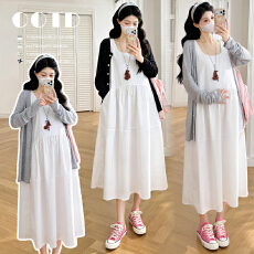 批发实拍~2026夏季新品孕妇韩版时尚宽松背心裙+防晒开衫两件套装