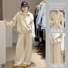 批发新品2026孕妇秋冬季半拉链卫衣休闲套装加厚宽松百搭减龄两件套装