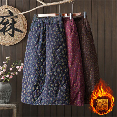 批发秋冬款复古碎花棉麻夹棉半身<b class='q'>裙</b>松紧腰加厚文艺<b class='q'>花苞</b><b class='q'>裙</b>棉<b class='q'>裙</b>
