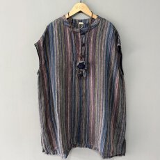 批发中式盘扣亚麻肌理无袖中长衬衫女夏季宽松大码复古A版套头衬衫裙