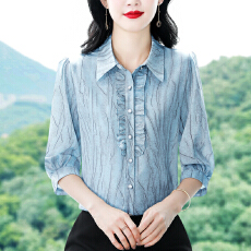 批发实拍2026夏季新款气质印花遮肚显瘦高档桑蚕丝洋气衬衣